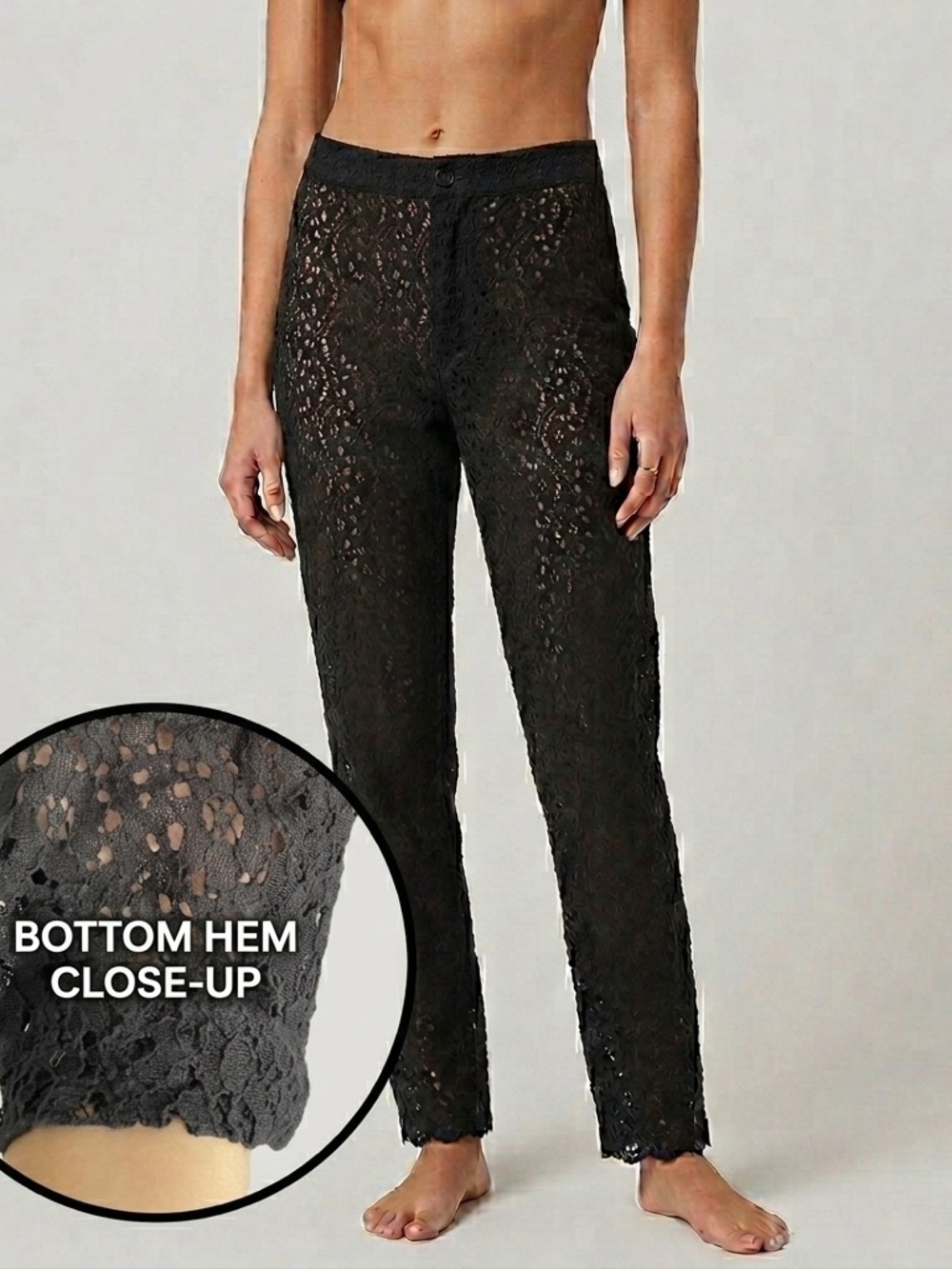 Vintage Black Eyelet Lace High Rise Tapered Pants - 28" Waist / Medium